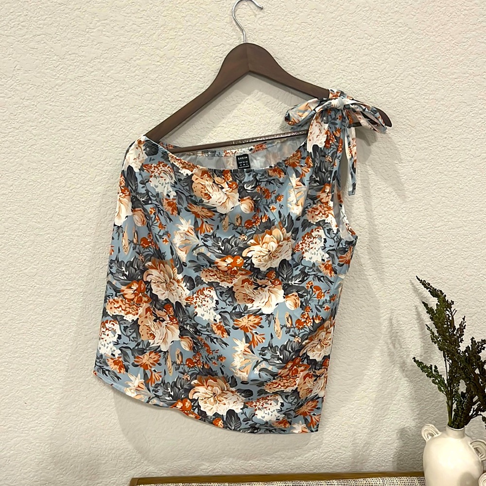 SHEIN floral one shoulder top